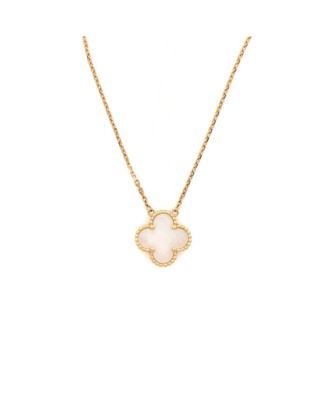  Vintage Alhambra Pendant Necklace 18K Gold and Mother of Pearl, 16.5"