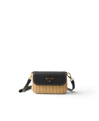  Small Wicker and Leather Shoulder Bag