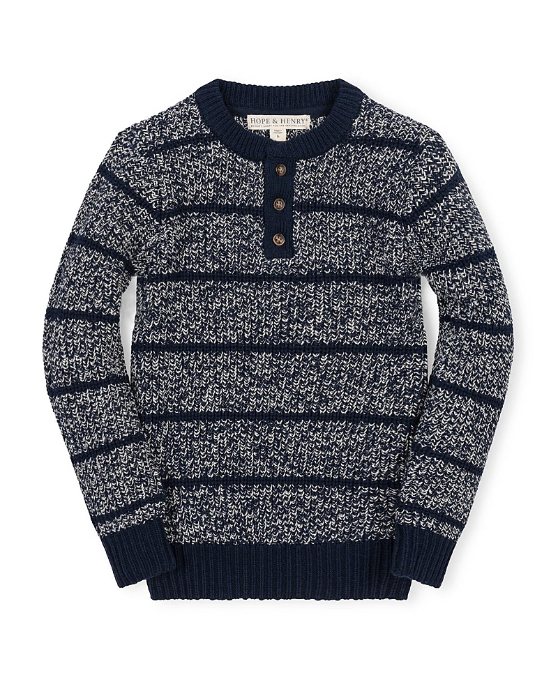 Hope & Henry Boys' Organic Sweater Henley with Elbow Patches - Little Kid, Big Kid