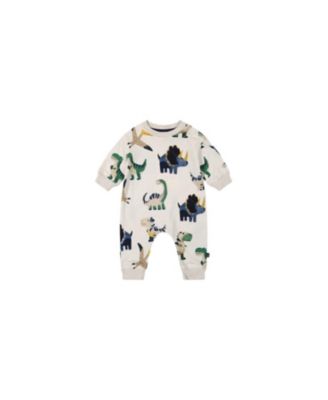 Boys' Fleece Dino Snap Closure Ribbed Cuffs Jumpsuit - Baby