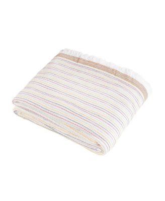  Faro Fringed Yarn-Dyed Cotton Pique King Blanket, 94.49" x 86.61"