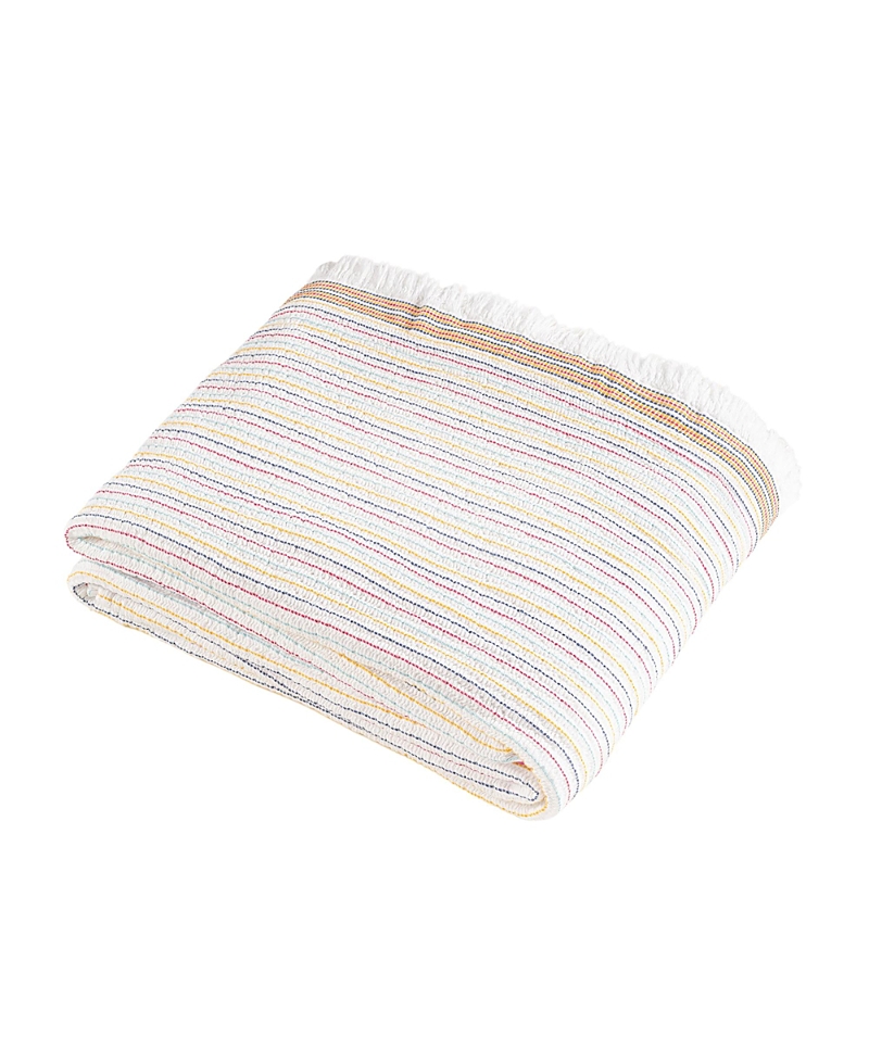 Zsa Zsa Zsu Faro Fringed Yarn-Dyed Cotton Pique King Blanket, 94.49 x 86.61