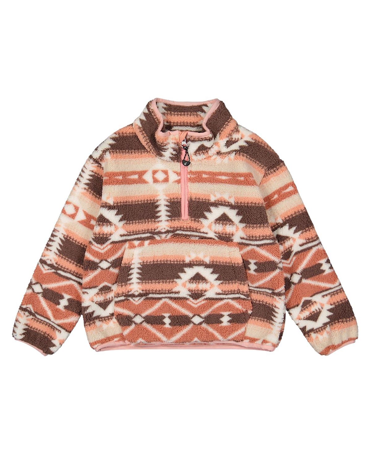 Deux par Deux Girls' Mid-Season Fleece Half-Zip Kangaroo Pocket Pullover Jacket - Big Kid