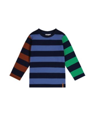 Boys' Cotton Large Striped Long Contrasting Sleeve T-Shirt - Little Kid
