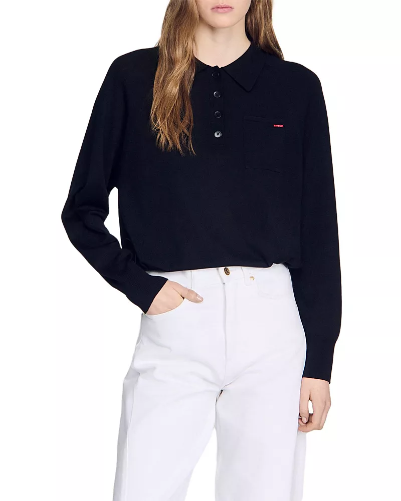 Sandro Miki Wool Blend Polo Sweater