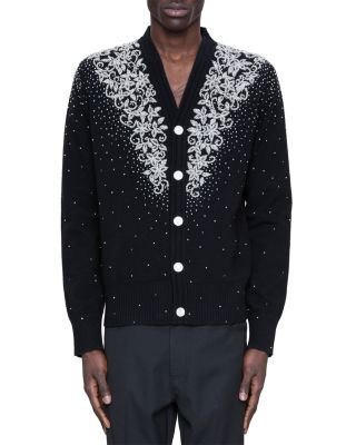 Beaded Micro Stars Wool & Cashmere Cardigan