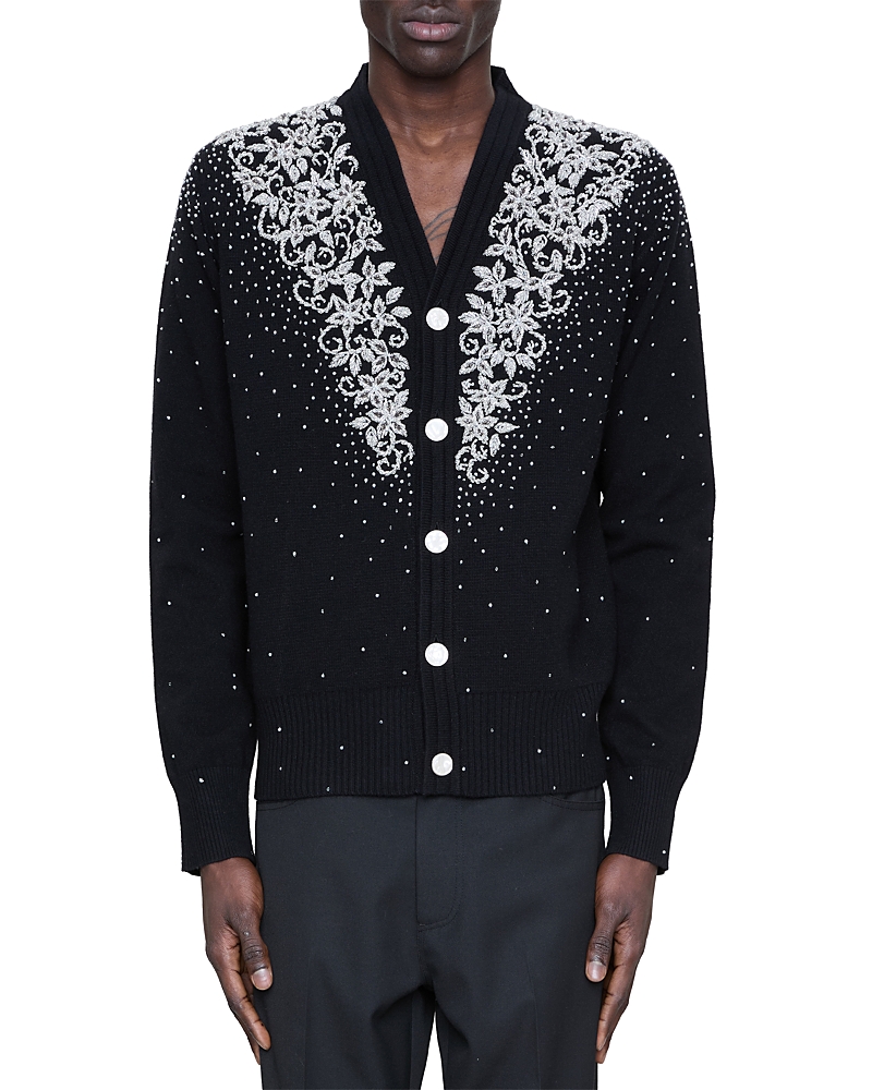 amiri Beaded Micro Stars Wool & Cashmere Cardigan