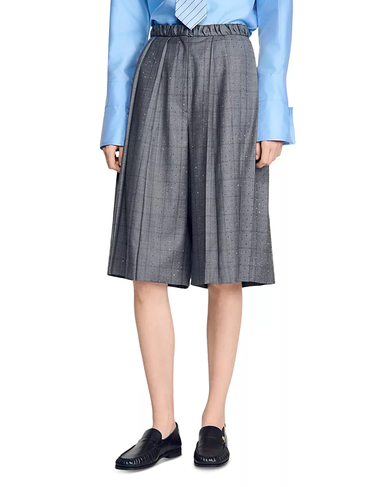 Sandro Nathan Wool Embellished Shorts
