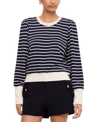 Lynsey Cotton Blend Contrast Bishop Sleeve Top
