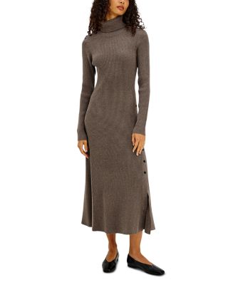 Kat Button Trim Ribbed Knit Dress