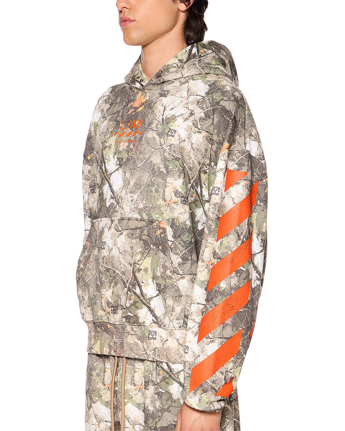 Off-White Cotton Camo Diagonal Graphic Logo Hoodie