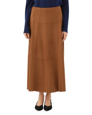 Tiered Faux Suede Midi Skirt