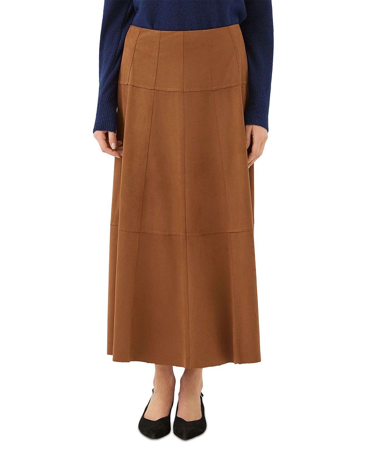 Karen Kane Tiered Faux Suede Midi Skirt