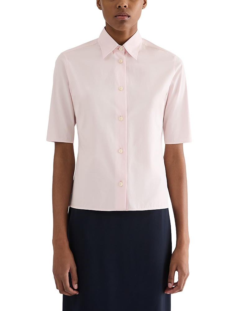 Jil Sander Short Sleeve Cotton Poplin Shirt · 48 IT/12 US