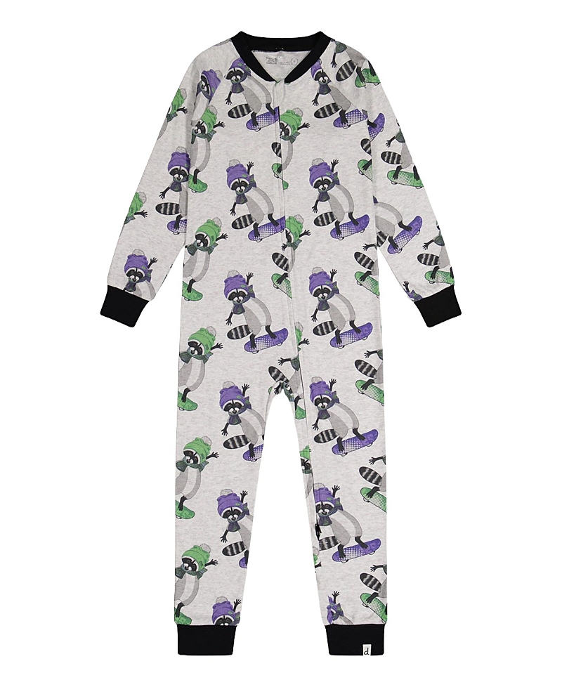 Deux par Deux Boys' Raccoon Organic Cotton Front Zipper One Piece Pajama - Little Kid