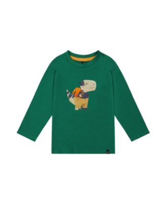 Boys' Organic Cotton Dino Appliqu&eacute; Crew Neck Long Sleeve T-Shirt - Little Kid, Big Kid