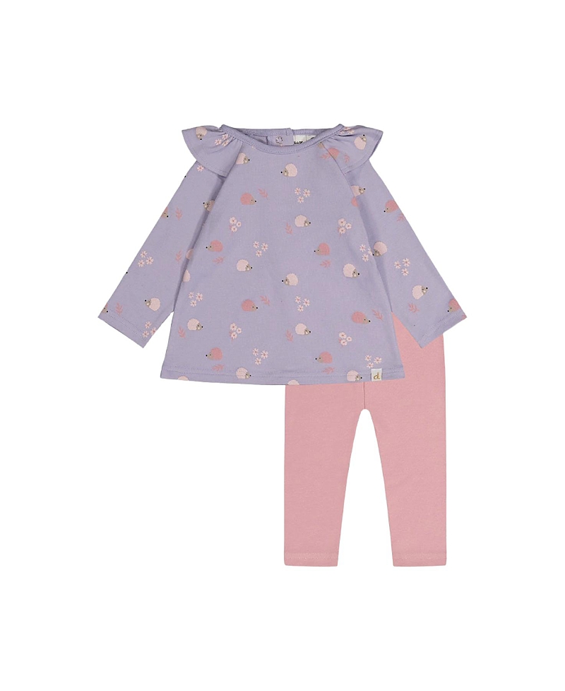 Deux par Deux Girls' Organic Cotton Ruffle Shoulder Hedgehog Tunic and Legging Set - Baby