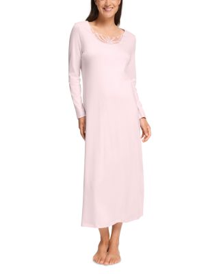 Rosaria Mesh Trim Long Sleeve Cotton Nightgown