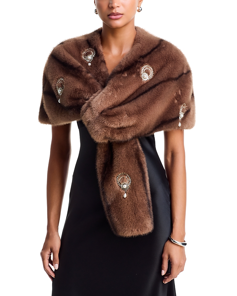 Cinq A Sept Pearl Drop Gianella Faux Fur Stole · OS