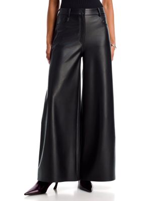 Wide Leg Faux Leather Pants