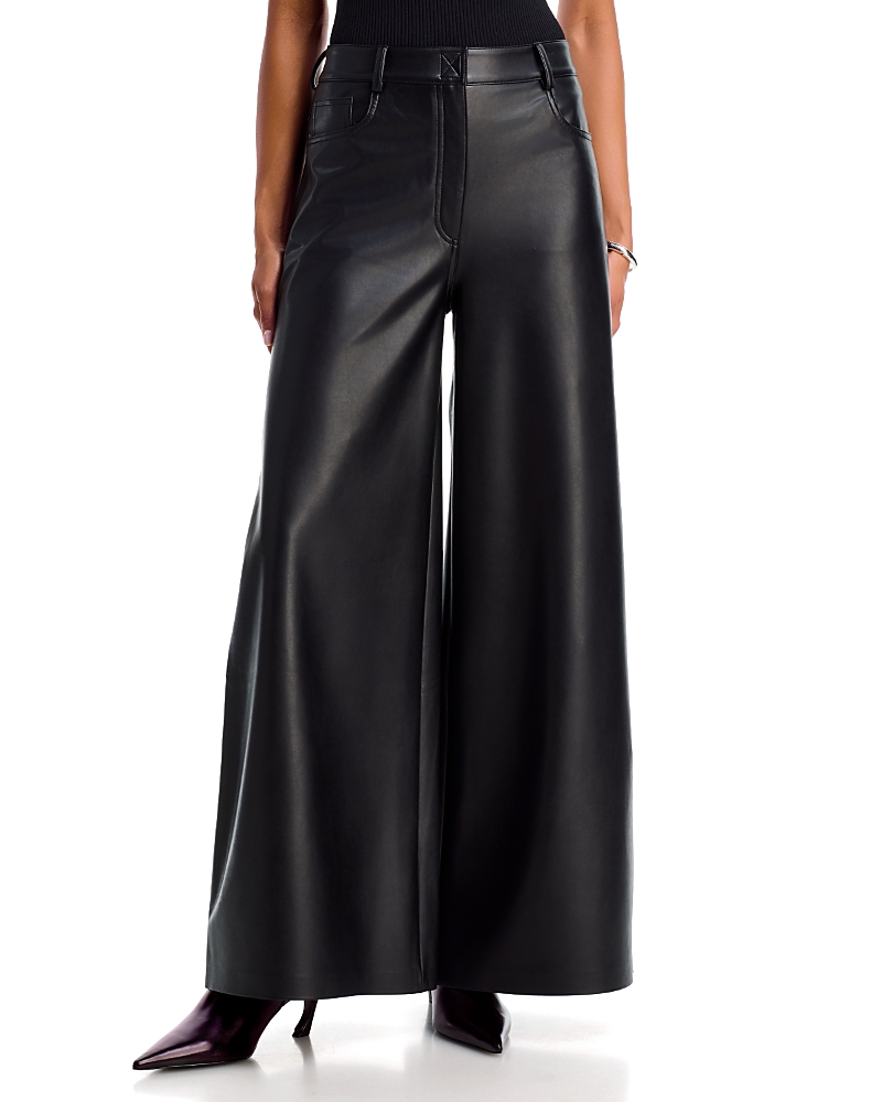 Norma Kamali Wide Leg Faux Leather Pants