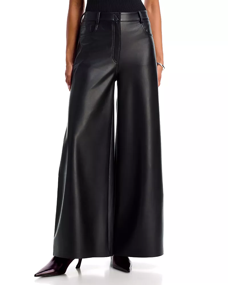 Norma Kamali Wide Leg Faux Leather Pants
