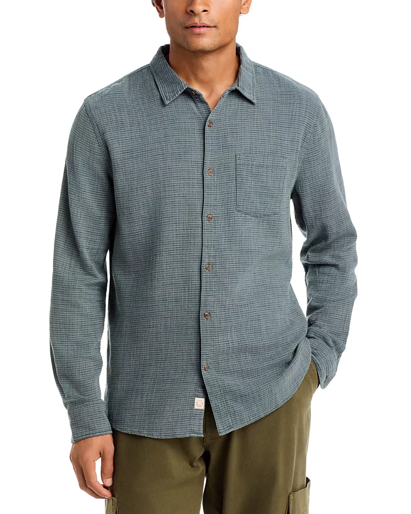 Marine Layer Balsam Cotton Blend Mini Stripe Pocket Shirt