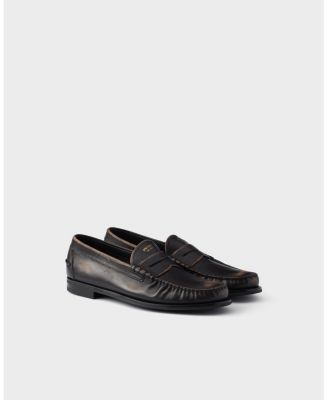  Men's Antiqued Leather Loafers