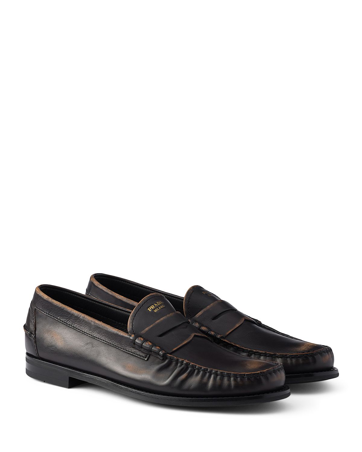Prada Men's Antiqued Leather Loafers