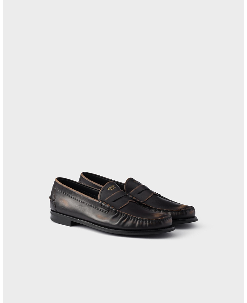Prada Men's Antiqued Leather Loafers