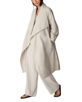 Draped High Collar Mid Length Coat - thumbnail 3