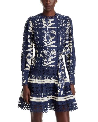  Linda Cotton Lace Trim Mini Dress