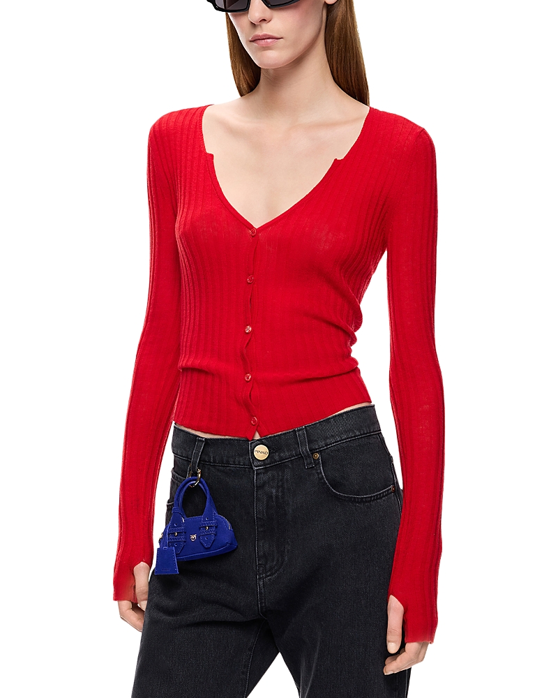 Pinko Sibilo Wool Rib Knit Cardigan