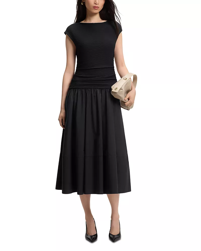 Boss Estruci Mixed Media Midi Dress