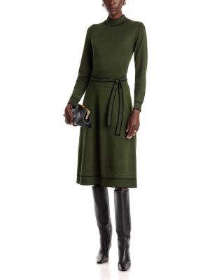 Contrast Trim Belted Dress - thumbnail 2
