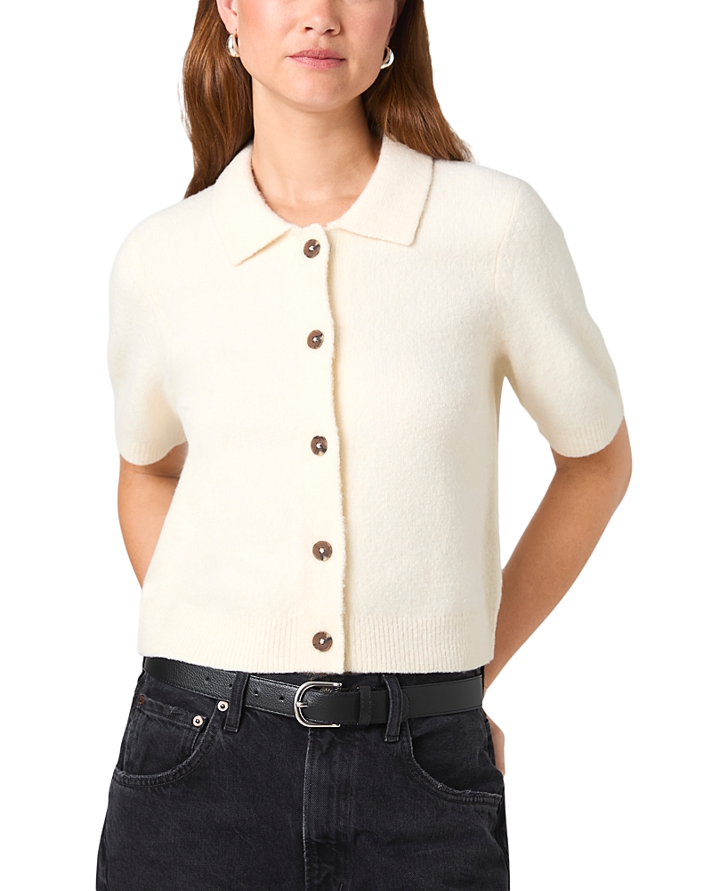 French Connection Suzie Knit Short Sleeve Collared Cardigan Sweater
