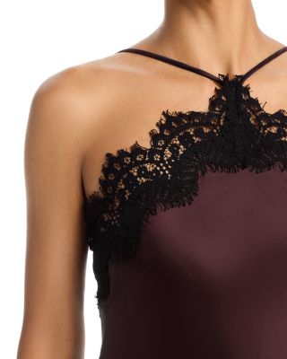 Long Satin Lace Trim Bias Gown - Exclusive - thumbnail 8
