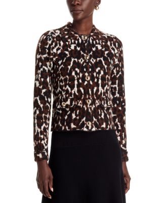 Leopard Jacquard Sweater Jacket