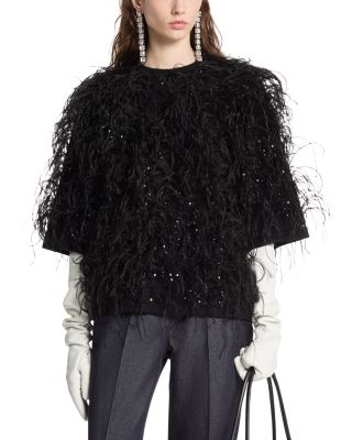 Hand Embroidered Plume Cashmere Top