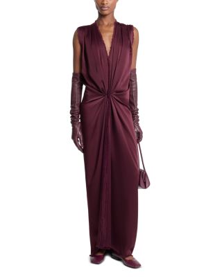 Satcharm Draped Column Gown