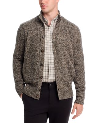 Marble Wool Stand Collar Button Sweater