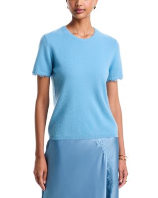 Tanya Taylor Dailey Cashmere Lace Trim T Shirt
