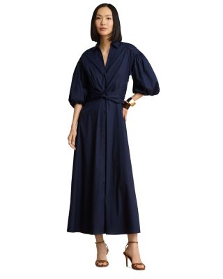 Bubble Sleeve Twist Front Shirtdress