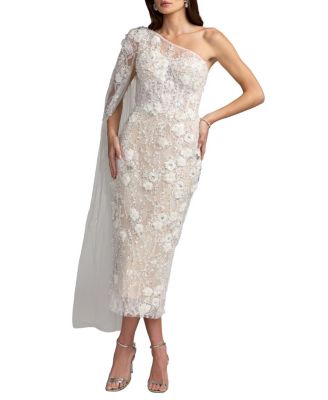  Beaded One Shoulder Corset Midi Dress