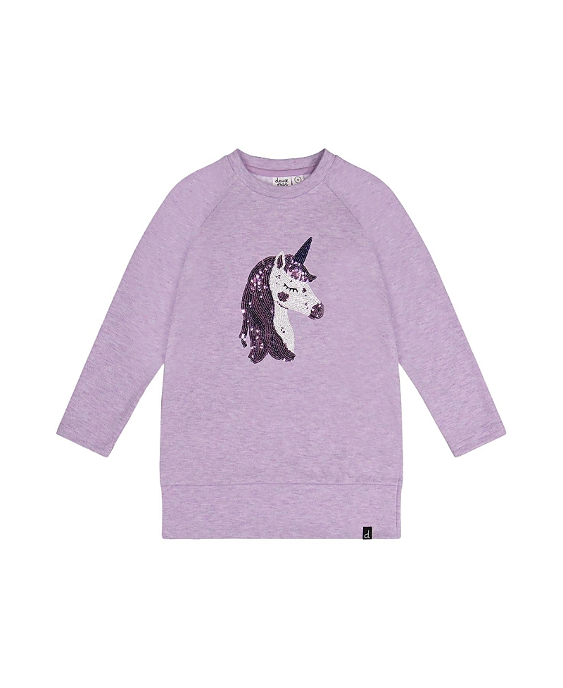 Deux par Deux Girls' Brushed Jersey Sequin Unicorn Tunic - Little Kid