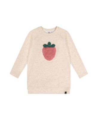  Girls' Brushed Jersey Strawberry Applique Raglan Sleeve Tunic - Little Kid