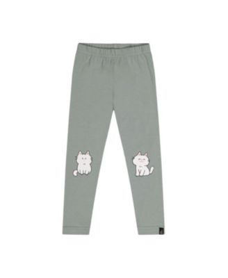 Girls' Organic Cotton Cat Knee Elastic Waist Leggings - Little Kid