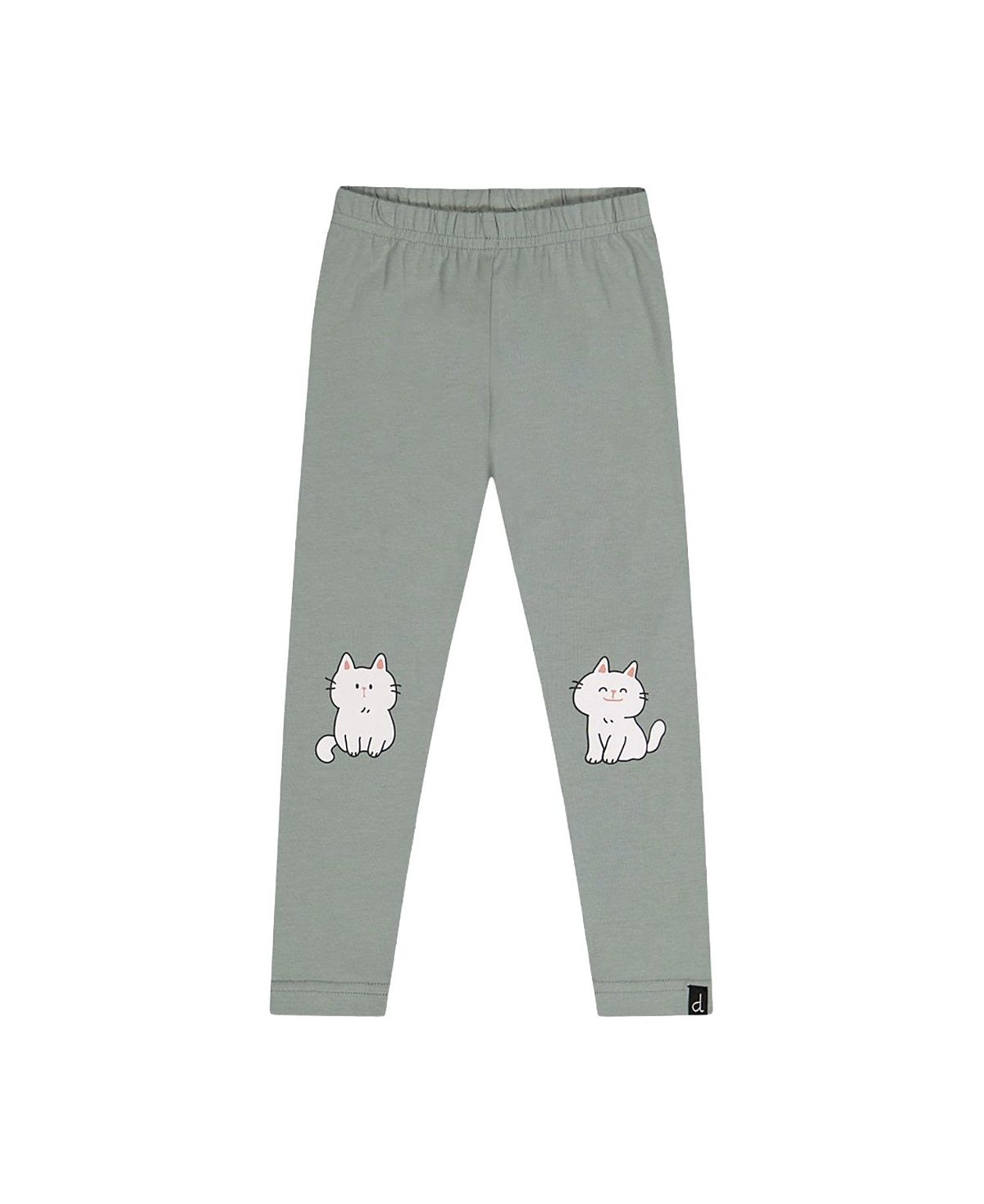 Deux par Deux Girls' Organic Cotton Cat Knee Elastic Waist Leggings - Little Kid