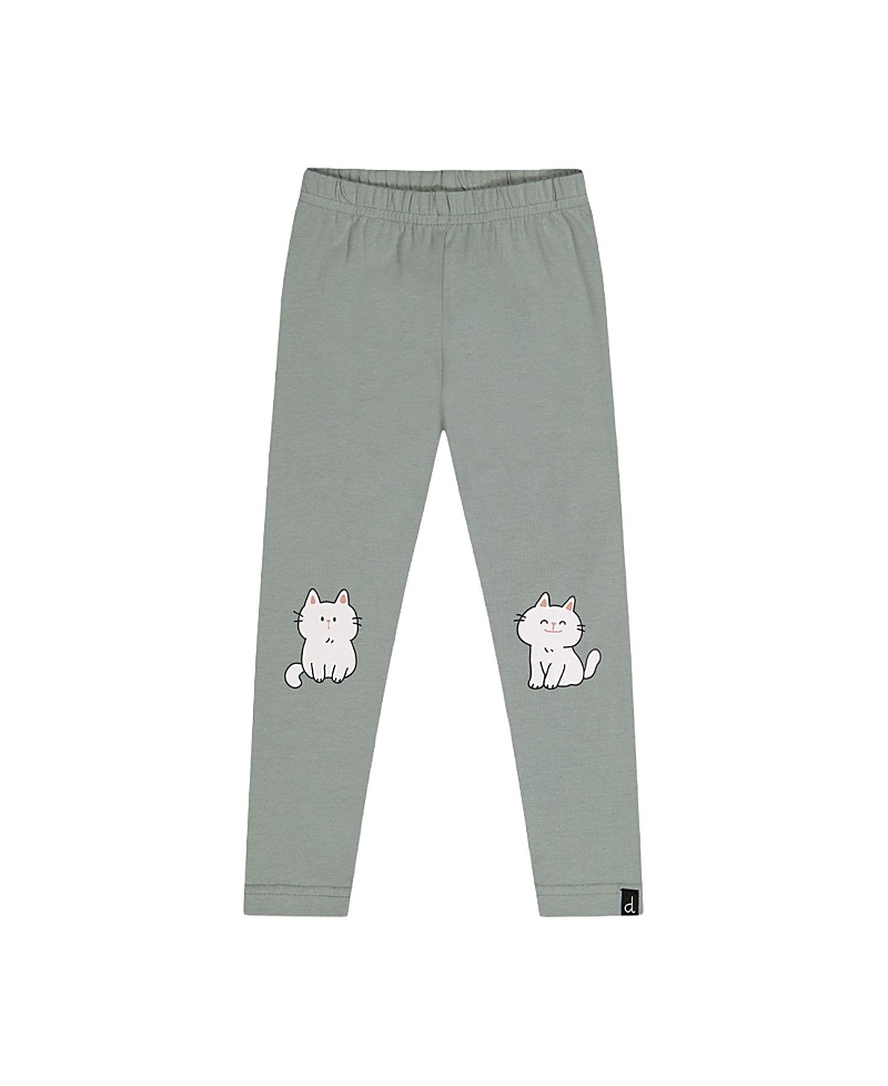 Deux par Deux Girls' Organic Cotton Cat Knee Elastic Waist Leggings - Little Kid