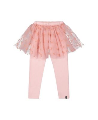 Girls' Ribbed Elastic Waist Tulle Skirt Leggings - Baby